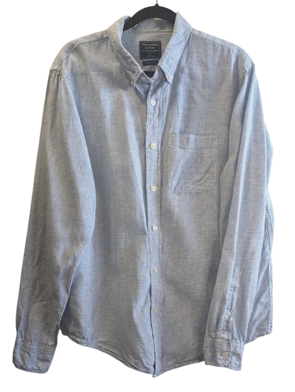 Abercrombie & Fitch Light Blue And White Striped Button-Down Shirt Size XL